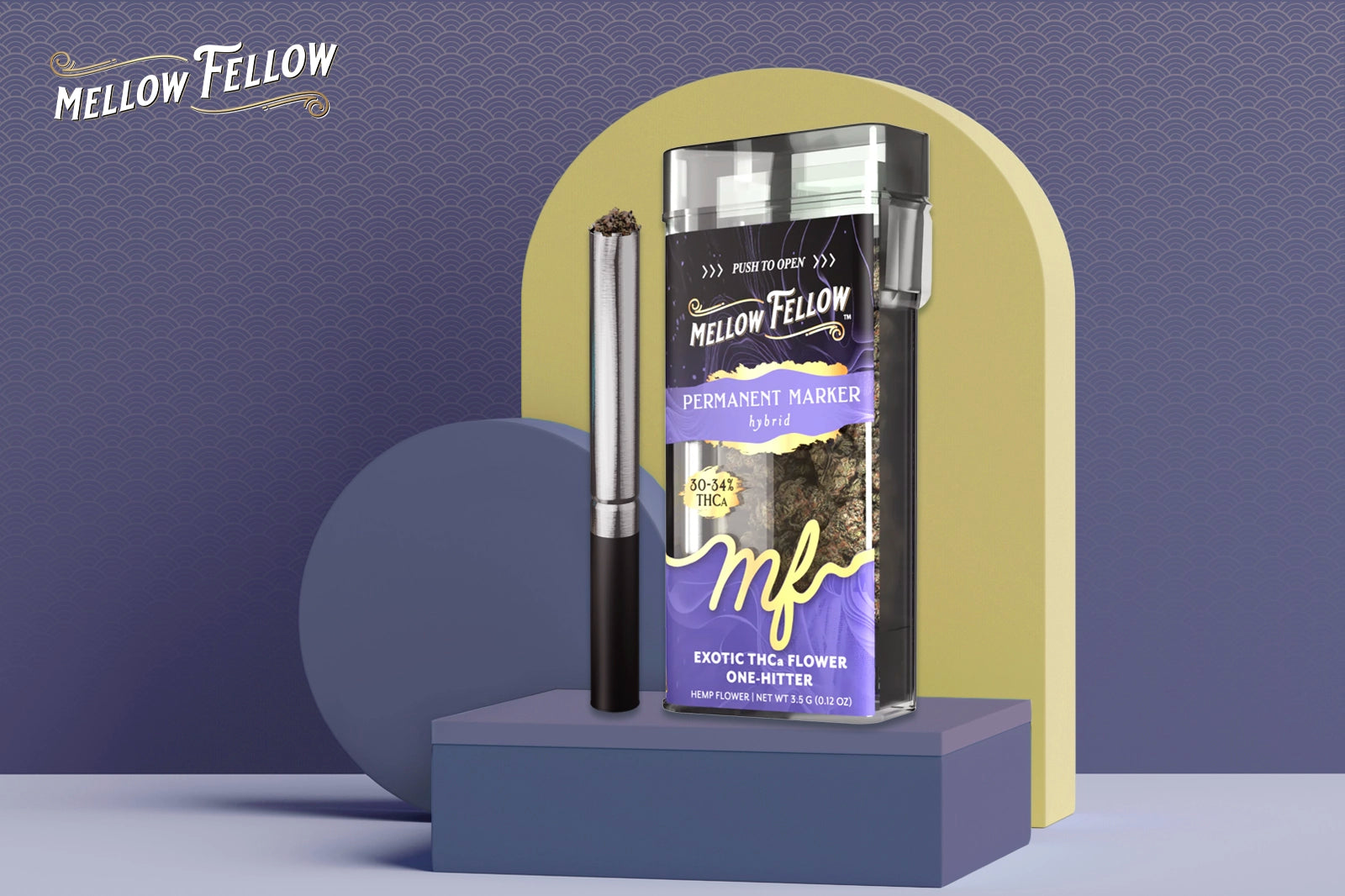 Mellow Fellow THCa Flower Jar with One-Hitter