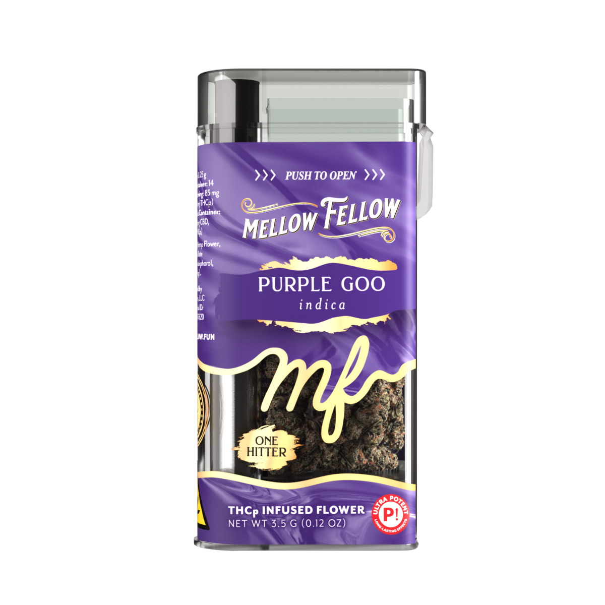 THCp Flower 3.5g Exotic Jar + One Hitter - Purple Goo (Indica) - Mellow Fellow