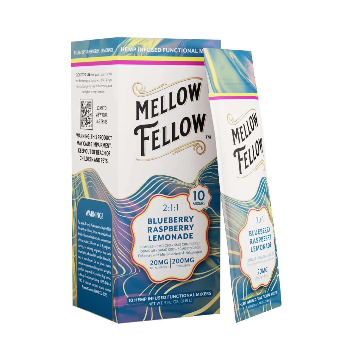 Delta 9 + CBD & CBG Mixers 10pc - Blueberry Raspberry Lemonade - Mellow Fellow