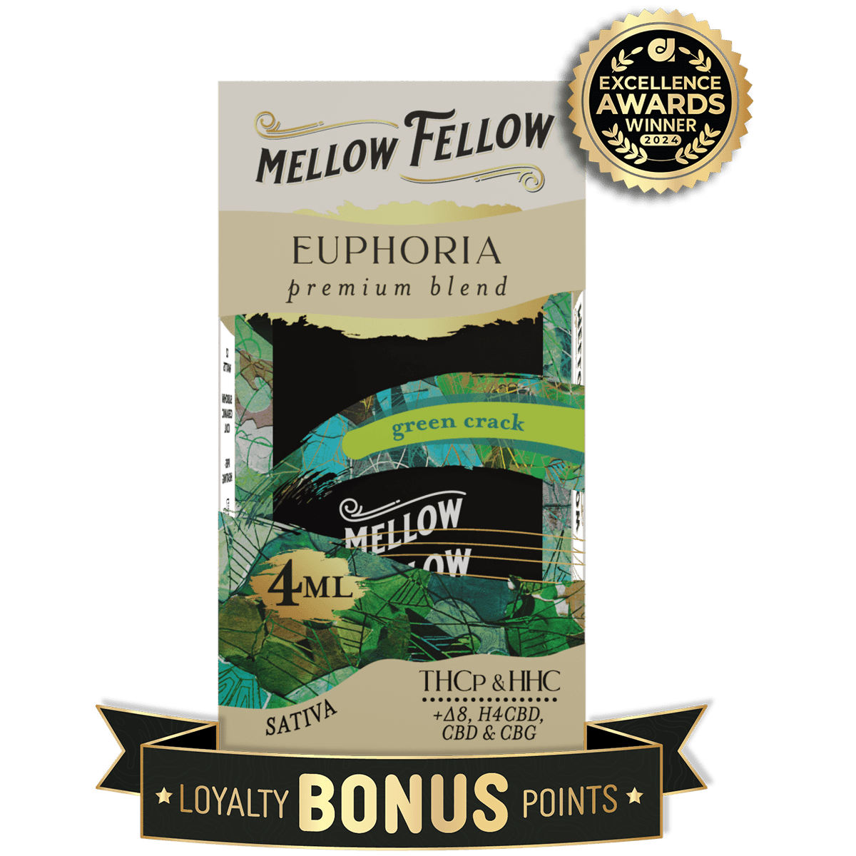 Euphoria Blend 4ML Disposable Vape - Green Crack (Sativa) - Mellow Fellow