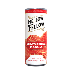 Delta 9 THC + CBD Seltzer Beverage 20MG - Strawberry Mango 4 Pack - Mellow Fellow