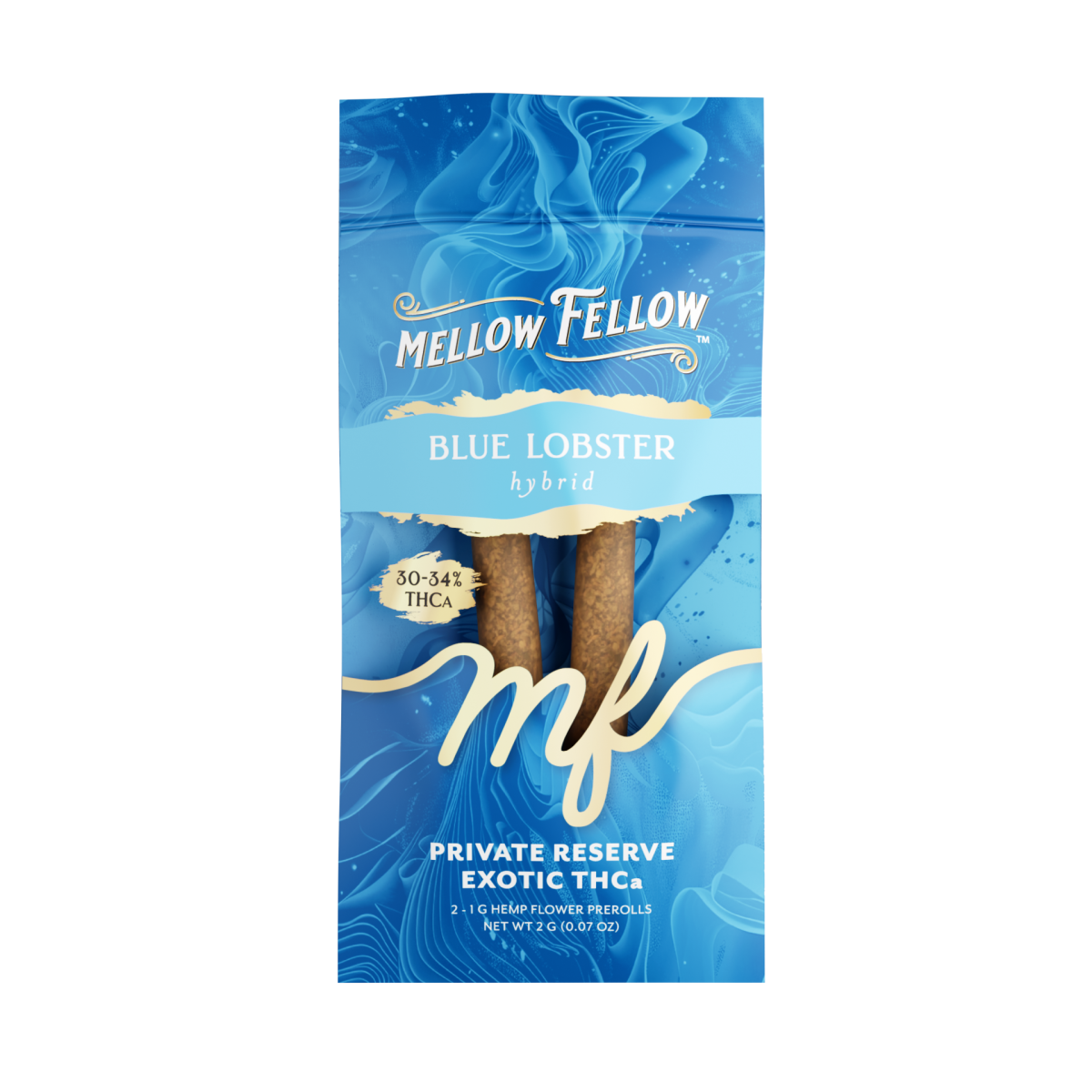 THCa Prerolls - 2 pc 2g Private Reserve Exotic - Blue Lobster (Hybrid) - Mellow Fellow