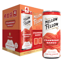 Delta 9 THC + CBD Seltzer Beverage 20MG - Strawberry Mango 4 Pack - Mellow Fellow
