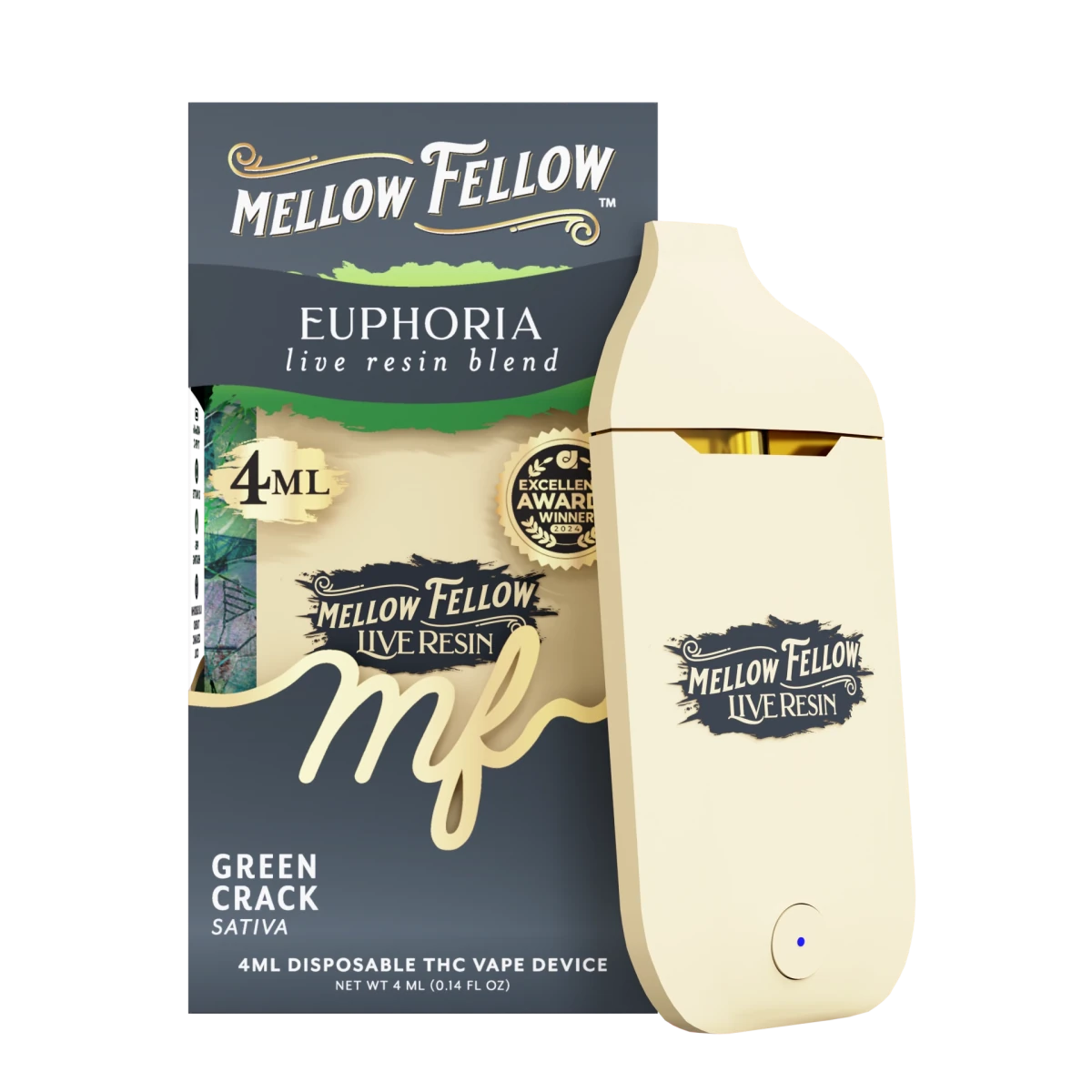 Euphoria Blend 4ml Live Resin Disposable Vape - Green Crack (Sativa)