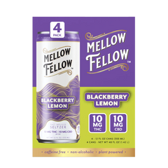 Delta 9 THC + CBD Seltzer Beverage 20MG - Blackberry Lemon 4 Pack - Mellow Fellow