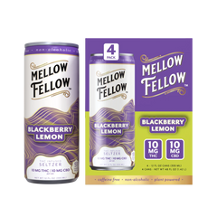Delta 9 THC + CBD Seltzer Beverage 20MG - Blackberry Lemon 4 Pack - Mellow Fellow