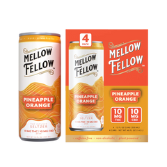 Delta 9 THC + CBD Seltzer Beverage 20MG - Pineapple Orange 4 Pack - Mellow Fellow