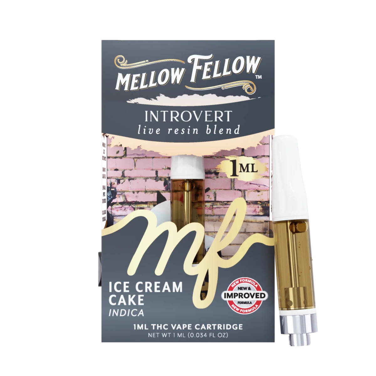 Introvert Blend 1ml Live Resin Vape Cartridge - Ice Cream Cake (Indica)