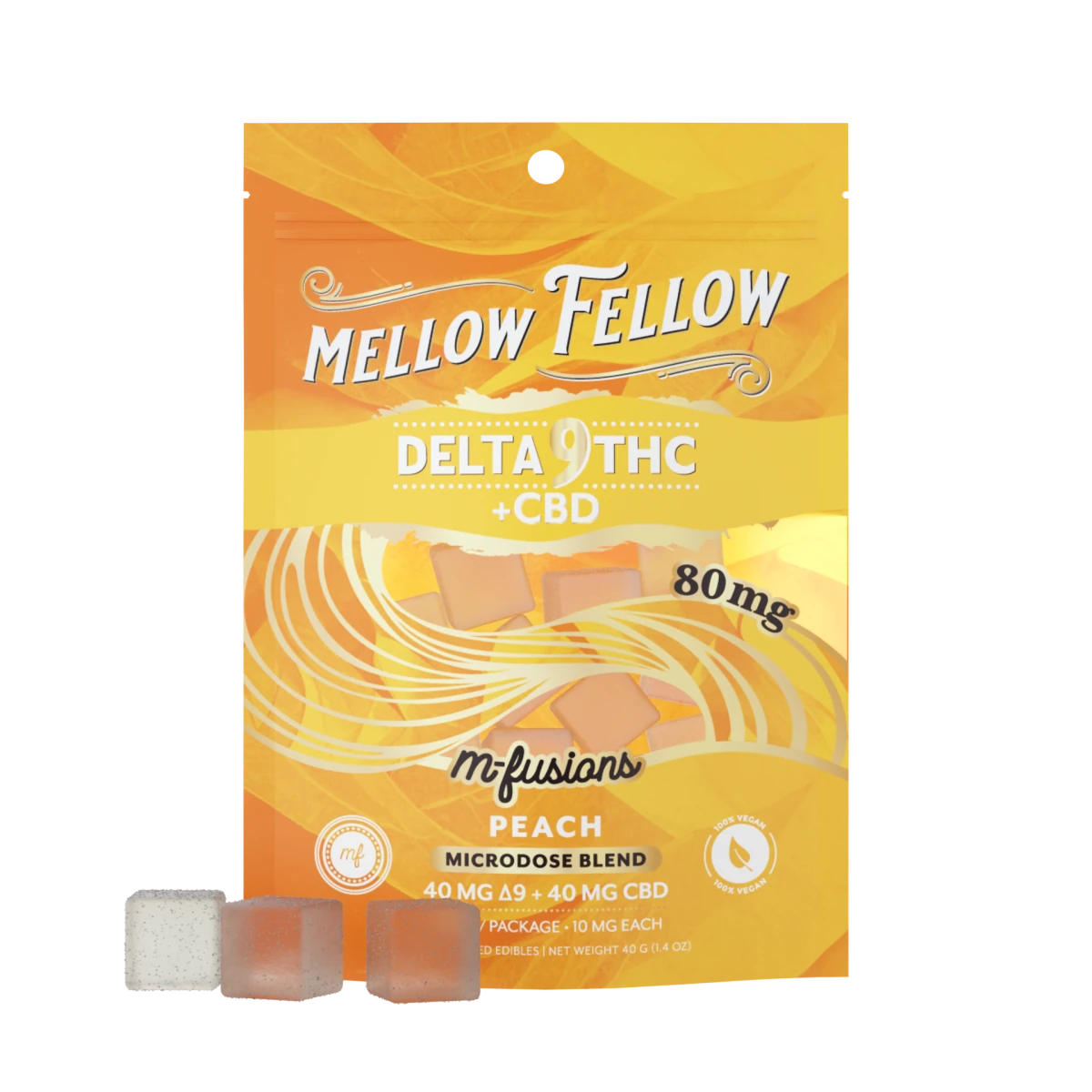Microdose M-Fusions Gummies - Delta 9 THC + CBD 8ct 80mg - Peach