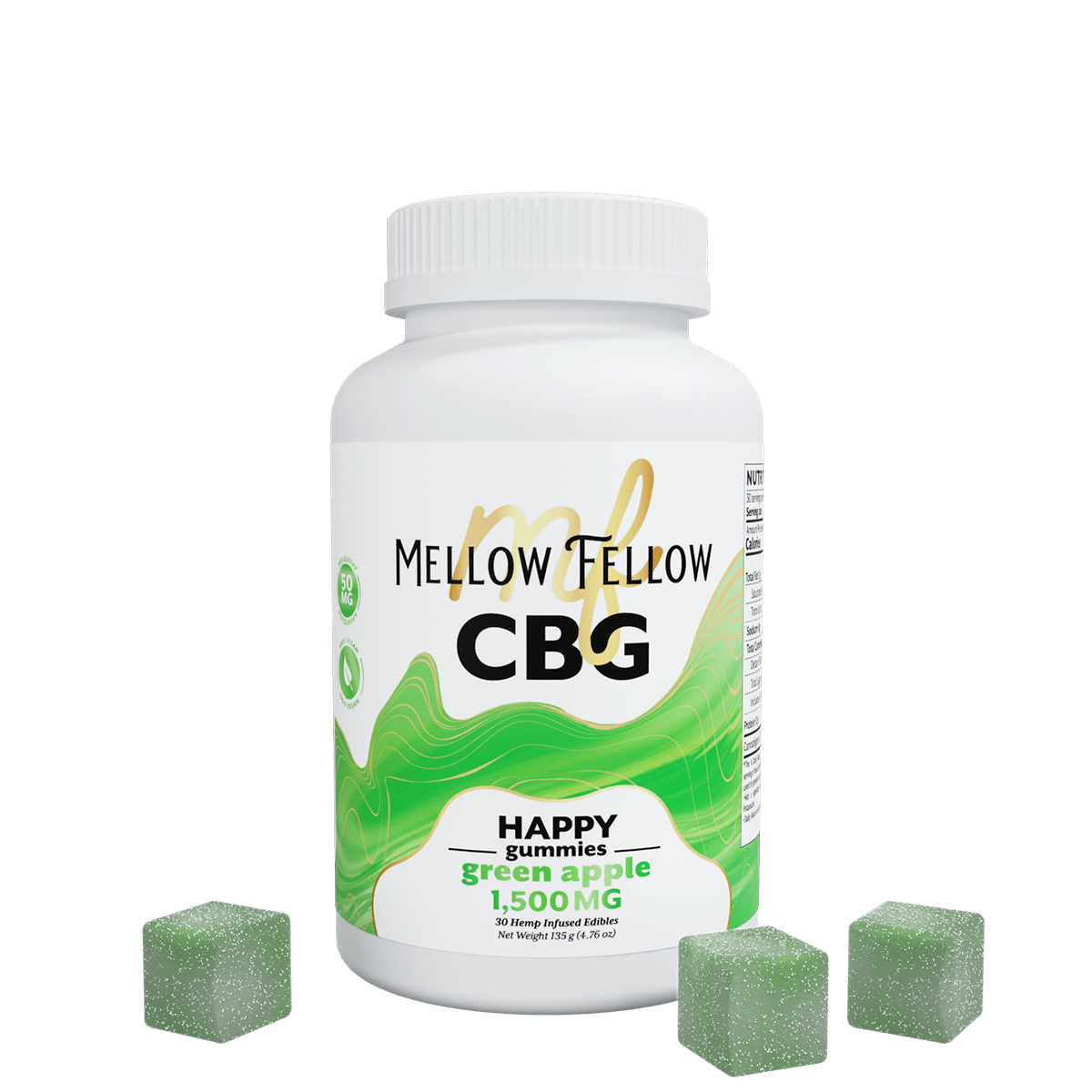 Happy CBG Gummies - 1500mg - Green Apple
