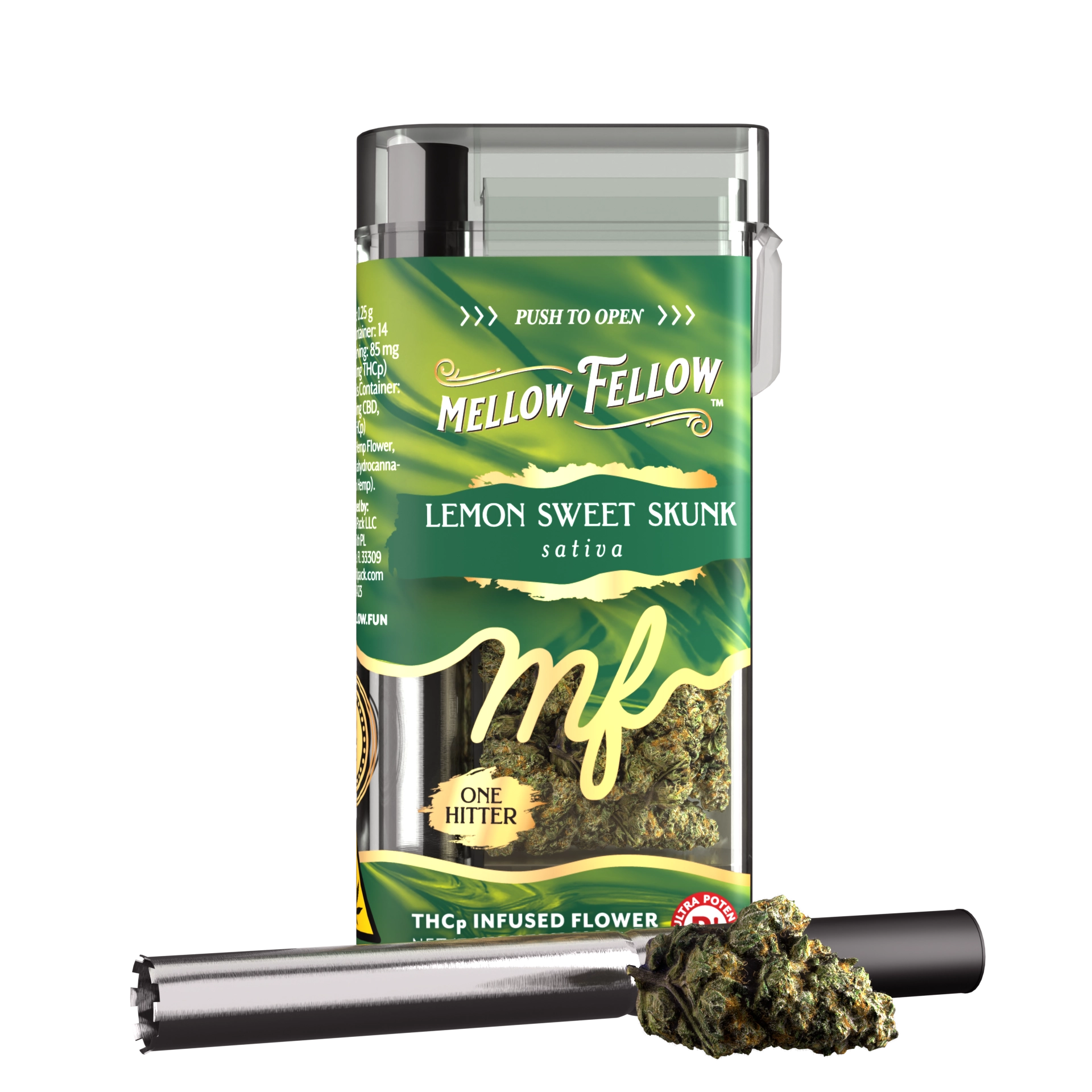 THCp Flower 3.5g Exotic Jar + One Hitter - Lemon Sweet Skunk (Sativa)