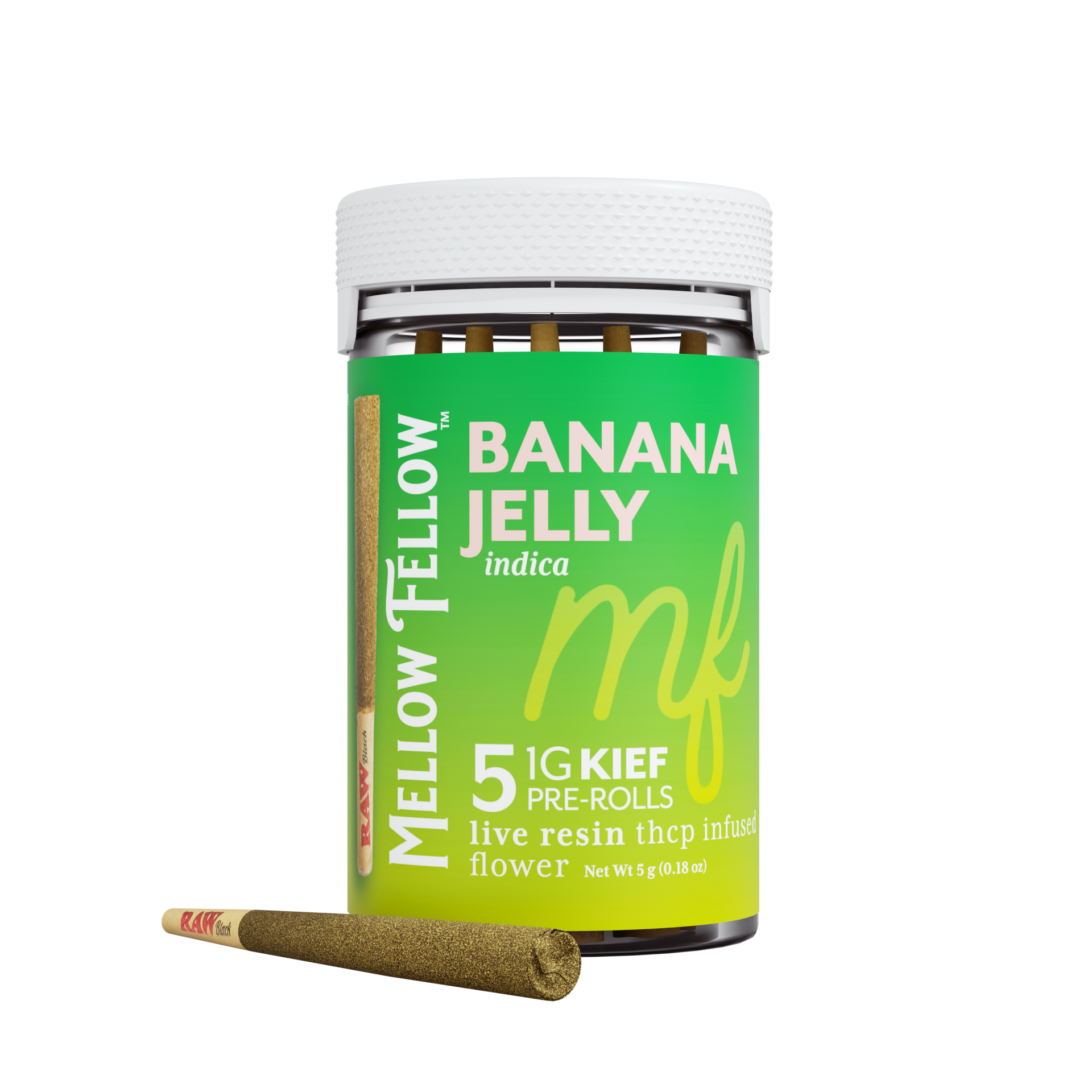 THCp 5pc 1g Kief Prerolled Joints - Banana Jelly (Indica)