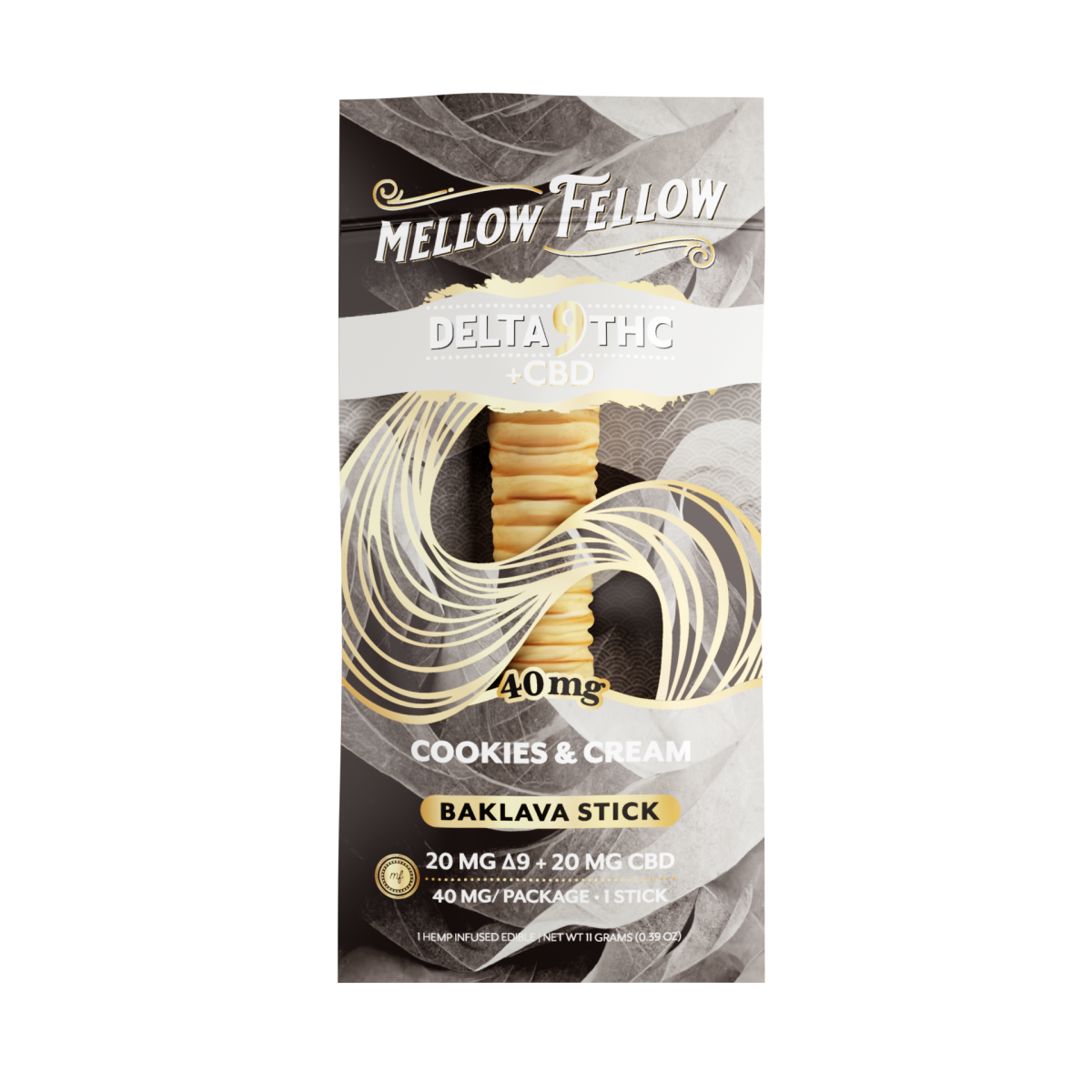 Delta 9 THC + CBD Baklava Stick - Cookies & Cream 40mg