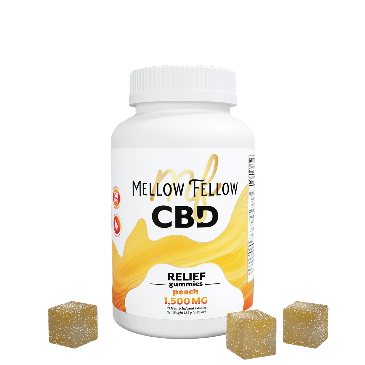 Relief CBD Gummies - 1500mg - Peach