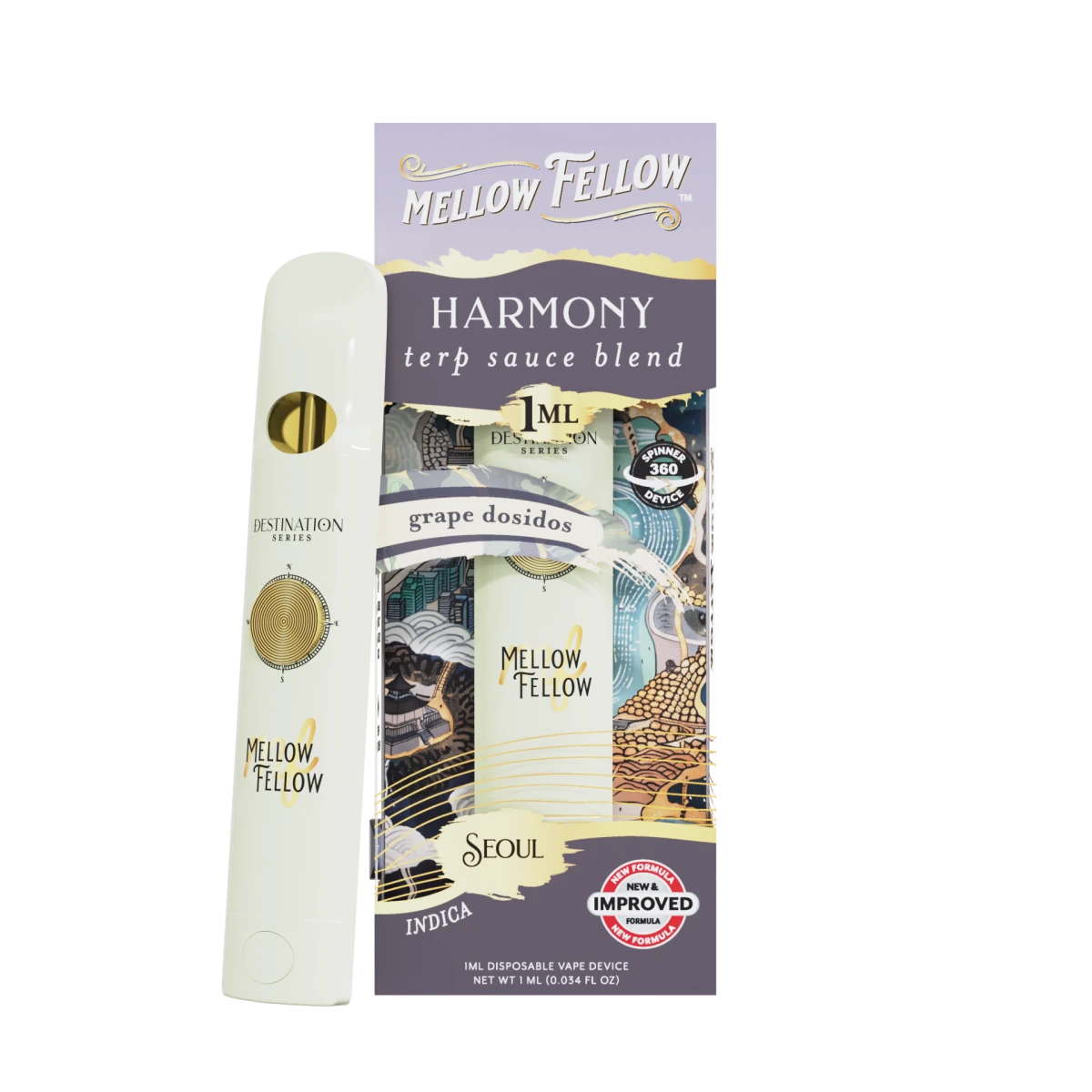 Harmony Blend - Terp Sauce 1ml Disposable Spinner Vape - Grape Dosidos (Indica)