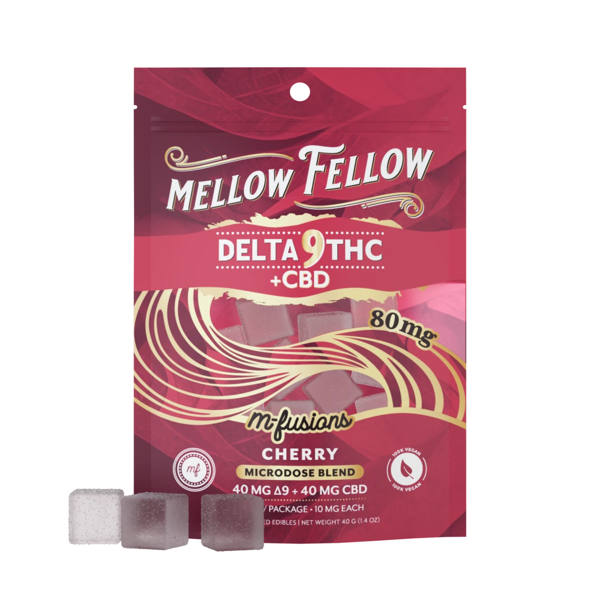 Microdose M-Fusions Gummies – Delta 9 THC + CBD 8ct 80mg – Cherry
